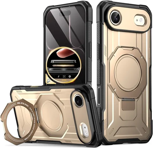 Vista 20 de Funda Poetic Spartan con soporte de anillo para iPhone 17, [Botón de control de cámara][Compatible con Magsafe], funda protectora de cuerpo