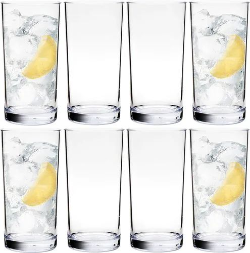 Vista 7 de Youngever Paquete de 8 vasos de plástico reutilizables de 11.8 fl oz, vasos de plástico, vasos de plástico, vasos irrompibles, vasos para beber