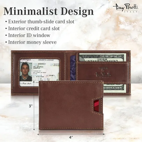 Vista 8 de Tony Perotti Cartera de piel italiana ultrafina RFID para hombre, bolsillo frontal con clip para dinero con ranuras para tarjetas de crédito