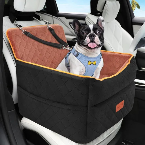 Vista 7 de HEGGCOOE Asiento de automóvil para perros pequeños, asientos elevadores de espuma viscoelástica con cojín grueso para perros medianos de menos de 35