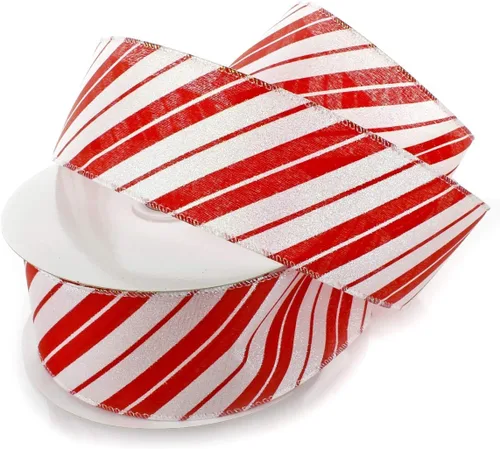Vista 5 de Bastones de caramelo en cinta blanca con alambre de 2 1/2 pulgadas por 10 yardas