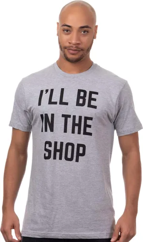 Vista 2 de Camiseta divertida con texto en inglés "I'll Be in the Shop" (Estaré en la tienda) Funny Dad Joke Grandpa Woodwork Workshop Handyman Auto Mechanic
