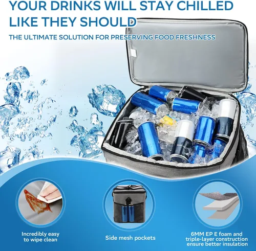 Vista 2 de Portable Soft Cooler Bag - 24/60 Can Insulated Camping Cooler, Leakproof Collapsible Soft Sided Cooler for Drink, Suitable for Picnic, Beach