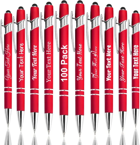 Vista 15 de Hasta 300 bolígrafos personalizados a granel con nombre personalizado con grabado gratis, puntas de lápiz capacitivo grabado, bolígrafo