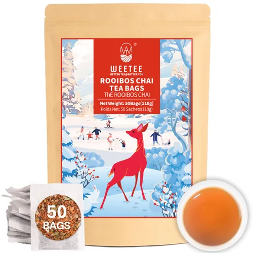 Vista 10 de WT WEETEE Bolsas de té de hierbas de manzana y canela, 60 unidades, mezcla perfecta de canela dulce, hibisco agrio, sabor natural, sin cafeína