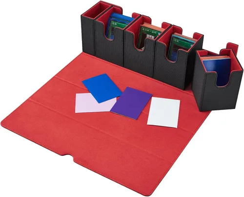 Vista 7 de Caja de cartas para MTG, 5 en 1 Commander, caja de almacenamiento de tarjetas TCG con bandeja de dados con capacidad para más de 400 tarjetas sin