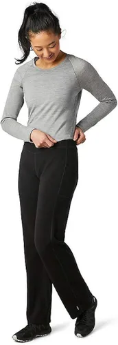 Vista 2 de Smartwool Pantalón deportivo de pierna recta para mujer, ajuste regular, negro, talla L