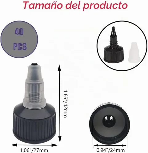 Vista 2 de 40 tapas de botella con giro natural 24/410, tapas de repuesto para botellas con orificio de 0.115