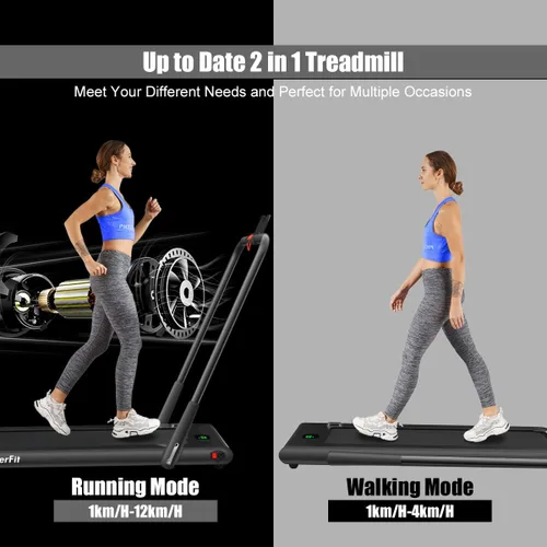Vista 2 de Goplus 2 in 1 Folding Treadmill, 2.25HP Under Desk Electric Superfit Treadmill, Installation-Free with APP Control, Remote Control, Bluetooth