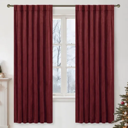 Vista 44 de LAMIT - Paneles de terciopelo beige para sala de estar de 72 pulgadas de largo, elegantes cortinas aisladas térmicamente e insonorizadas