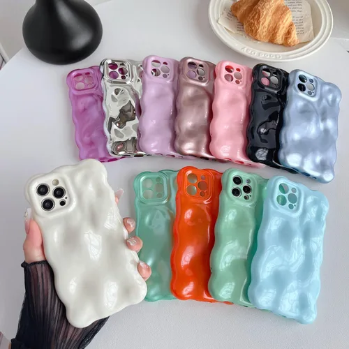 Vista 2 de Caseative Patrón de ondas onduladas de agua, color caramelo, suave, compatible con iPhone (azul, iPhone 12 Pro)