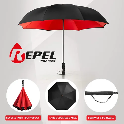 Vista 2 de Repel Umbrella Large Umbrellas for Rain Windproof - Easy Automatic Open & Close, Heavy Duty Reinforced Fiberglass Frame - Portable, Folding, Compact