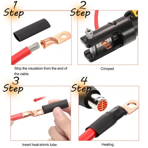 Vista 4 de 25 piezas de terminales de anillo de 1/0 AWG-1/2 (M12), terminales de anillo, conectores de terminal, terminales de cable resistentes, terminales