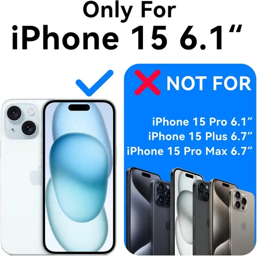 Vista 8 de Mkeke Funda para iPhone 15, [No amarillenta] [Protección contra caídas de grado militar] Funda para Apple iPhone 15 con parachoques a prueba