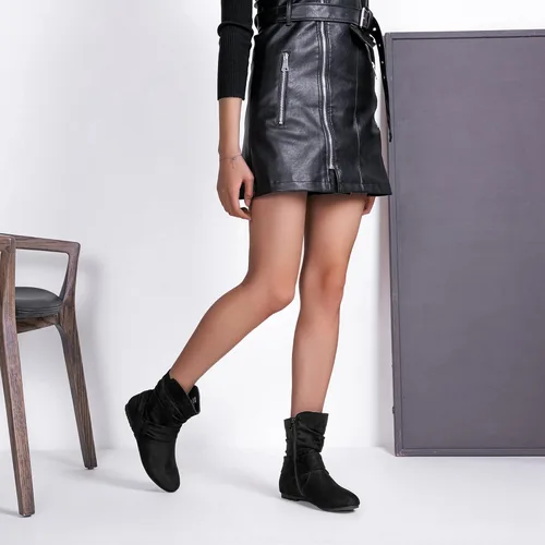 Vista 7 de Vepose Botas planas de tobillo holgado para mujer, botines cortos de tacón bajo con cremallera 939A