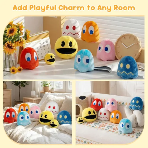 Vista 6 de Pacn Game Man - Juguetes de peluche de fantasma, ideal como regalo de fiesta o compañero, juguete de peluche fantasma, día del niño y fiestas