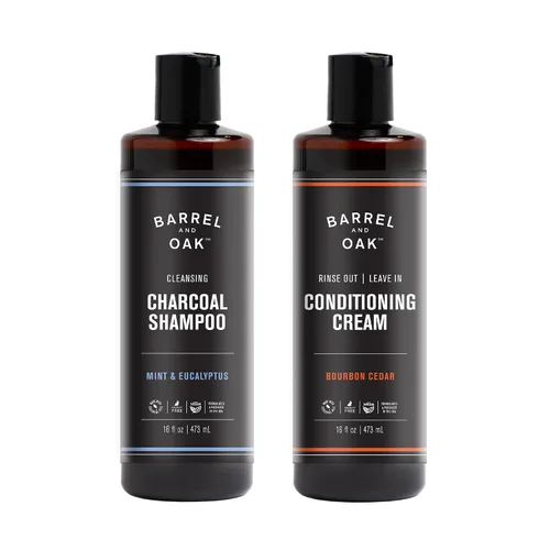 Vista 9 de Barrel & Oak Champú de carbón de menta y eucalipto para hombres, champú limpiador para hombres con extractos botánicos y aceites esenciales, cuidado
