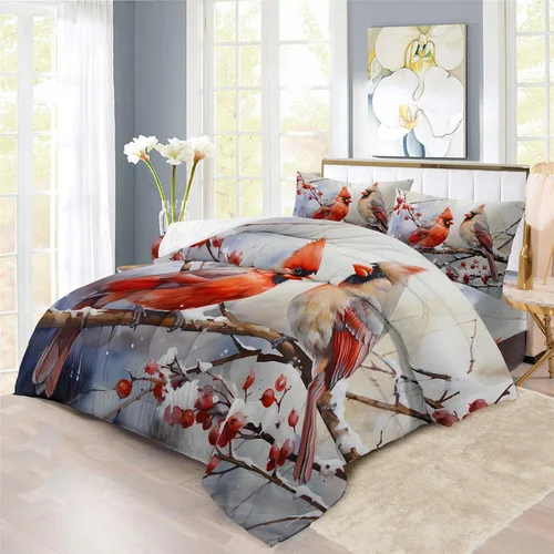 Vista 25 de REALIN Hawthorn Bedding - Juego de funda de edredón 3D, juego de cama de bosque japonés y río de montaña de 2/3/4 piezas, fundas de edredón