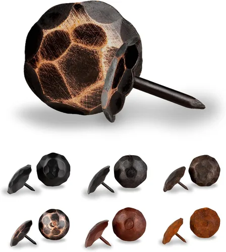 Vista 7 de 10 Pack 0.75" Round Head Iron Clavos Decorative Nails – Black – Handmade Rustic Round Fasteners for Farmhouse Shutters, Faux Wood Beams, Barn Doors