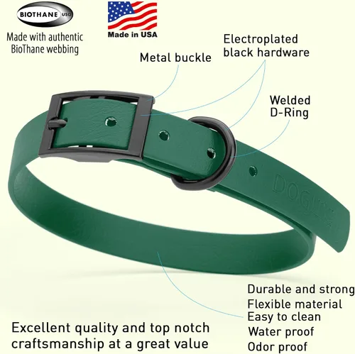 Vista 140 de Dogline Biothane - Collar impermeable para perro con hebilla de liberación rápida, resistente cincha de nailon recubierta con resistente y a prueba