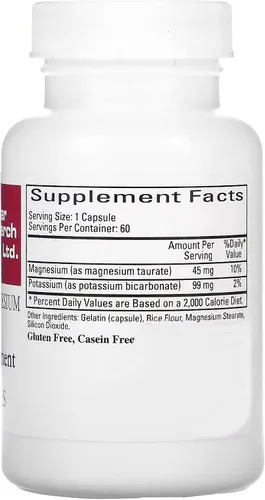 Vista 2 de Cardiovascular Research Taurato de magnesio y potasio - patente pendiente - 60 cápsulas vegetales x 2 botellas