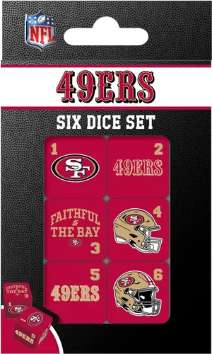 Vista 5 de MasterPieces Game Day - NFL Baltimore Ravens - Juego de 6 dados con logotipo del equipo, tamaño estándar D6