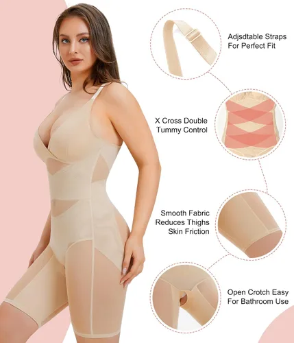 Vista 5 de REYEOGO Body moldeador para mujer, con control de abdomen, levantador de glúteos, moldeador de cuerpo completo, sin costuras, para muslos, faja