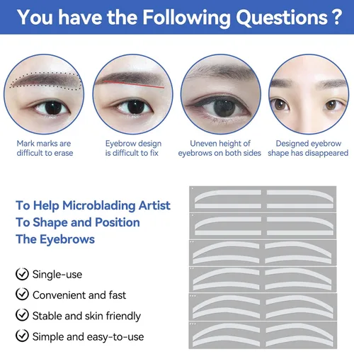 Vista 2 de 6 pares de calcomanías auxiliares de tatuaje de cejas, adhesivo desechable para cejas, regla de cejas, herramientas de ayuda de maquillaje para mujer