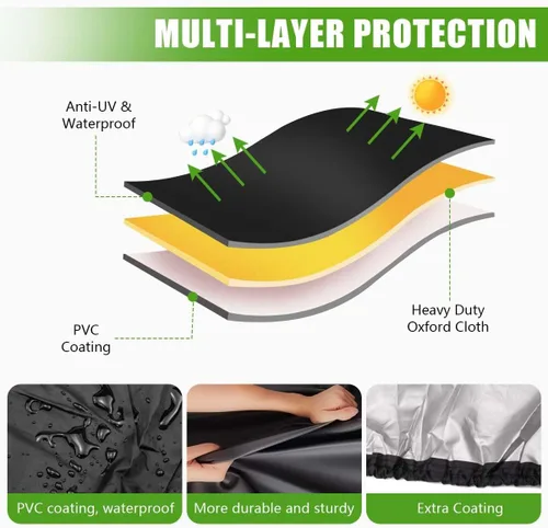 Vista 3 de KISEER Cubierta para Cortacésped de Exterior Impermeable Resistente Poliéster Oxford 420D Protección UV Cubierta para Tractor de Césped Se Adapta a