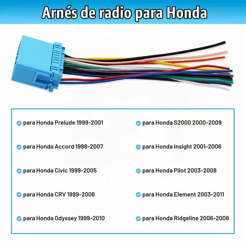 Vista 2 de Adaptador de mazo de cables de radio de coche de 20 pines para Aftermarket - Arnés de cableado estéreo compatible con Accord Civic CRV Odyssey