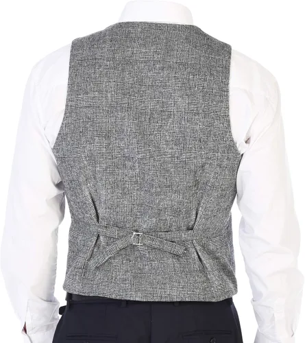 Vista 104 de Gioberti Chaleco de tweed formal de 6 botones para hombres