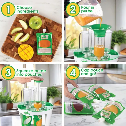 Vista 6 de Bolsas desechables de comida para bebés (24 unidades) – Haz tus propios exprimidores de 6 onzas – Funciona con todas las estaciones de llenado