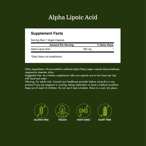 Vista 4 de Swanson Suplemento para la salud de ácido alfa lipoico 300 mg 120 cápsulas