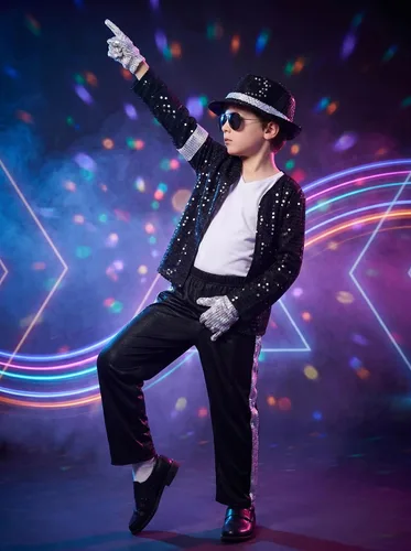 Vista 4 de Disfraz de estrella de baile para niños de los años 80 y 90, trajes de escenario pop para Halloween
