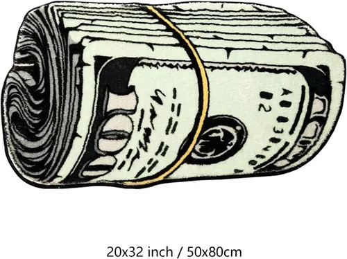 Vista 2 de Alfombra de Dinero, Alfombra de Billete de 100 Dólares, 20x32 pulgadas Alfombra Creativa Divertida de Dinero, Divertido Tapete de Baño, Adecuado