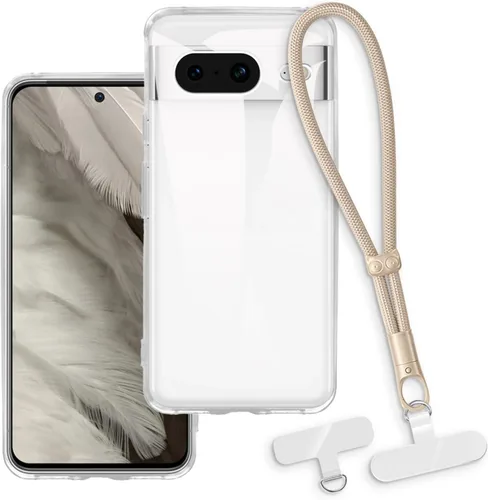 Vista 13 de Estuche y correa de muñeca para Pixel 8 - transparente+negro Funda protectora 2 en 1 para teléfono de 6.2 pulgadas con cordón desmontable y Funda
