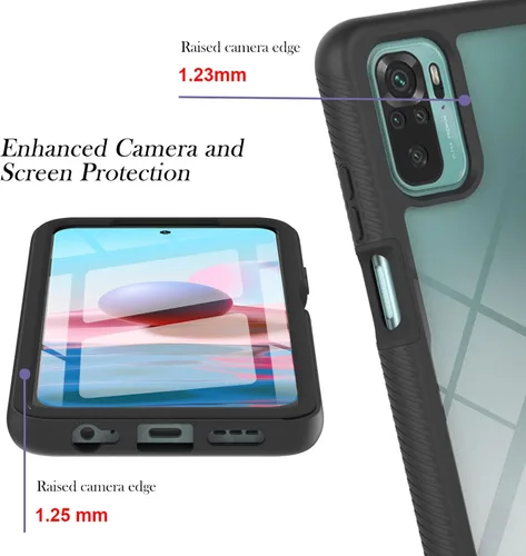 Vista 5 de XYX Funda compatible con Xiaomi Redmi Note 10s, protector de pantalla integrado transparente de cuerpo completo híbrido resistente para Redmi Note