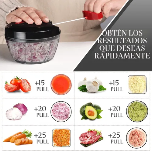 Vista 2 de Ourokhome Procesado manual de alimentos, picador de verduras portátil, rápido y con cuerda, para pequeñas cocinas, para ajo, cebolla, jengibre