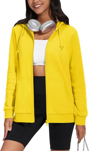 Vista 13 de TACVASEN Sudaderas con capucha y cremallera para mujer, ligera, de rizo francés, con cremallera completa y bolsillos