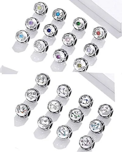 Vista 4 de FAEFASH - Abalorio para pulsera de plata de ley 925 con forma de estrella, 12 constelación de horóscopo para pulsera Pandora, cumpleaños para mujer