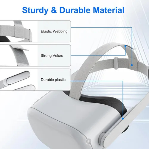 Vista 2 de Original Head Strap for Oculus Quest 2, Replacement Head Strap for Meta Quest 2, VR Accessories with 2 Pair Thumb Grip Caps