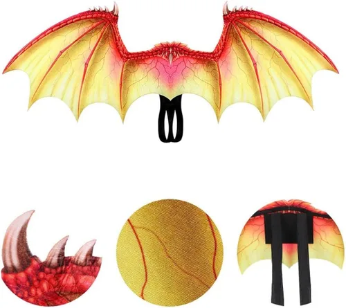Vista 4 de Disfraz de dragón de Halloween para niños, disfraz de rendimiento, accesorios de fiesta de Navidad