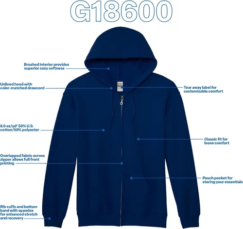 Vista 41 de Gildan Sudadera con capucha y cremallera completa para hombre