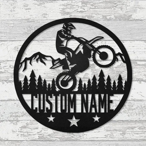 Vista 17 de Letrero con nombre personalizado, letrero de metal para motocicleta, decoración de pared con nombre de familia, decoración rústica para el hogar