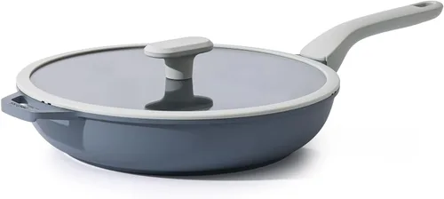 Vista 13 de PRICUSIS Sartén antiadherente con tapa, sartén de 8/10 pulgadas con mango Stay Cool, totalmente revestida, compatible con inducción y apta