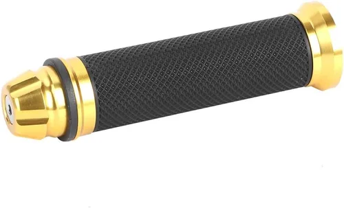 Vista 6 de Empuñaduras de manillar de motocicleta, empuñaduras de goma con extremo de aluminio, universales para barra de mango de 7/8 "(22 mm) (dorado)