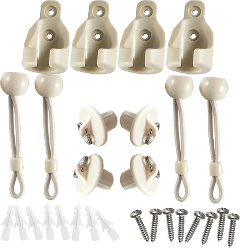 Vista 9 de Kit de bungee + tapas finales, soportes de montaje universales de repuesto para persianas enrollables exteriores e interiores (beige, 1 unidad)