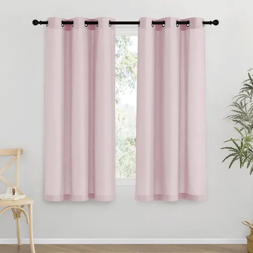 Vista 109 de NICETOWN - Cortinas de lino angora para ventana de cocina sobre el fregadero, con ojales, lino grueso angora, tratamientos cortos para ventanas