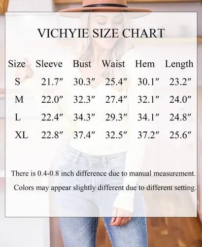 Vista 7 de VICHYIE Camisa de manga larga con globo para mujer, acanalada, ajustada, ropa de otoño elegante