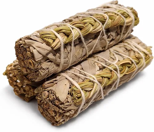 Vista 15 de Ancientveda Paquete de 3 barras de mezcla de salvia blanca para limpieza, meditación, yoga y manchas Cedro, romero, eucalipto y enebro